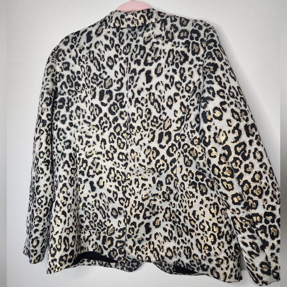 Chicos‎ Metallic Leopard Print Cream And Black Blazer Size 2 Large - Picture 5 of 5